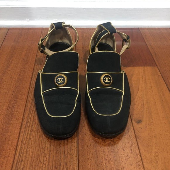 Chanel Runway Ankle Strap Fabric Loafers 38 - Picture 2 of 10